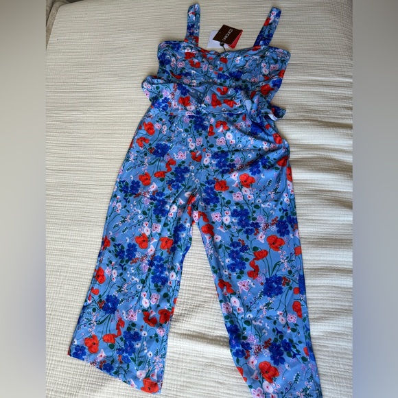 Floral Peplum Jumpsuit - Picture 1 of 3